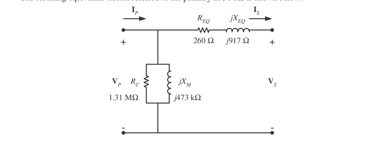 50-Hz Equivalent Circuit Referred to Primary