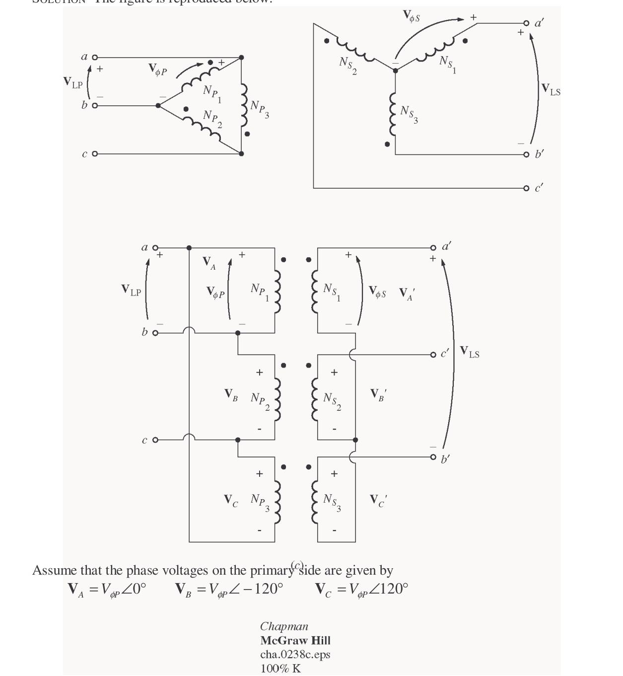 Delta-Y Connection and Phasor Diagram