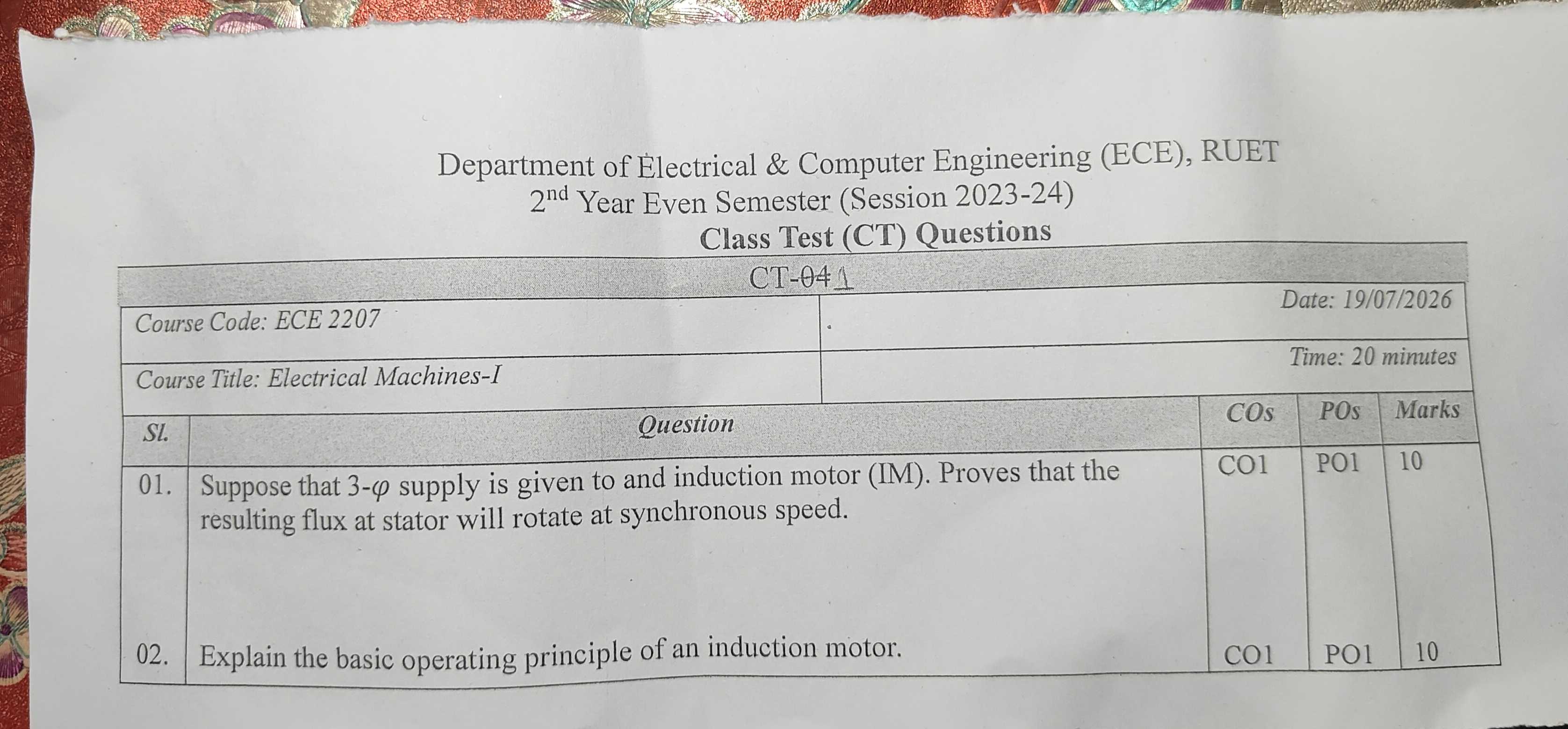 CT-01 Question Paper Scan