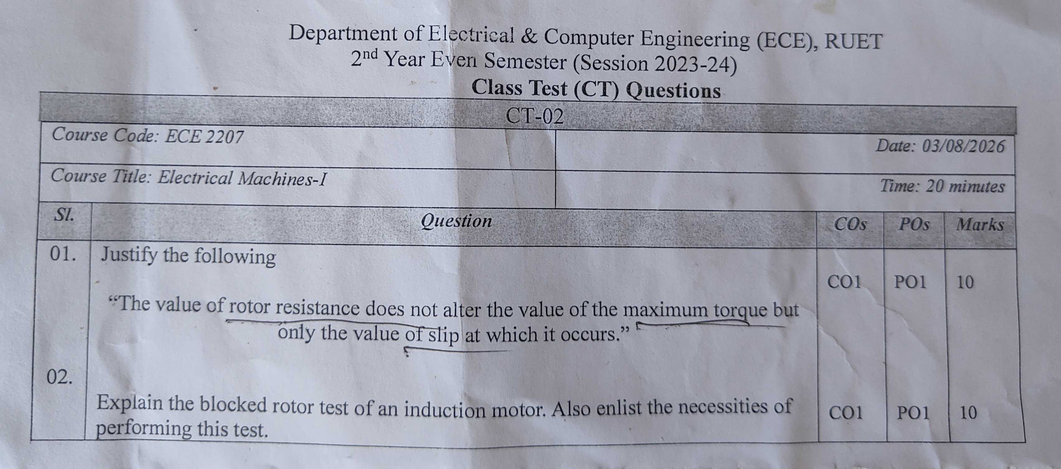 CT-02 Question Paper Scan