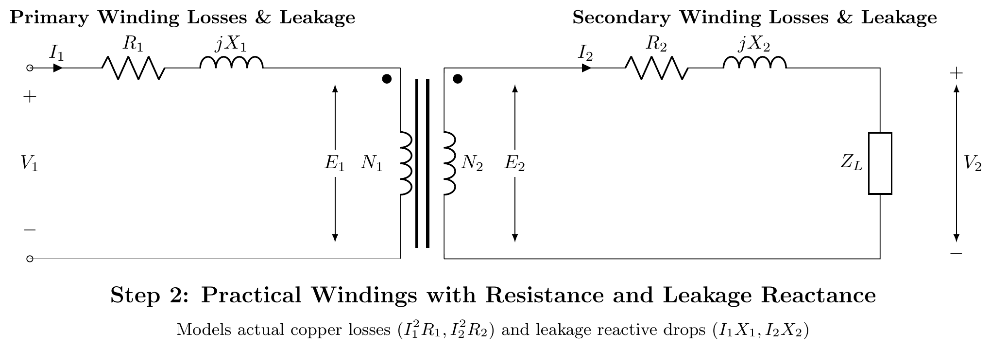 Step 2: Practical Windings with Resistance and Leakage Reactance